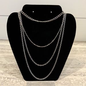 Four Different Length Silver Chains in One Beautiful Necklace.